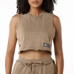 Women's Tan Sleeveless Crop Top